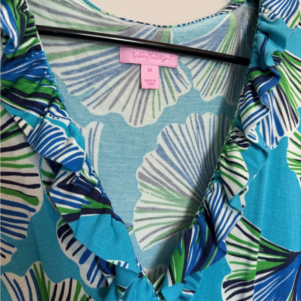 Lily Pulitzer blayney get ginky ruffle Blue and Green Women's Dress - Picture 4 of 6